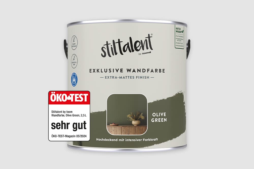 Eine Farbdose in Olivgrün